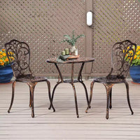 Ensemble bistro Iris d'extérieur 3 pièces en aluminium moulé