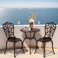 Ensemble bistro Iris d'extérieur 3 pièces en aluminium moulé