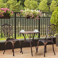 Ensemble bistro Iris d'extérieur 3 pièces en aluminium moulé