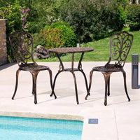 Ensemble bistro Iris d'extérieur 3 pièces en aluminium moulé