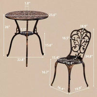 Ensemble bistro Iris d'extérieur 3 pièces en aluminium moulé