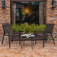 Ensemble de bistrot 3 pièces en métal et plastique avec table, pour l'extérieur