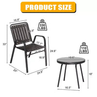 Ensemble de bistrot 3 pièces en métal et plastique avec table, pour l'extérieur