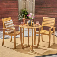 GDFStudio Wisner Ensemble bistro 3 pièces d'extérieur en bois d'acacia au design à lattes