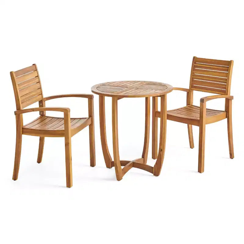 GDFStudio Wisner Ensemble bistro 3 pièces d'extérieur en bois d'acacia au design à lattes
