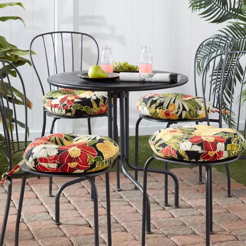 Coussin rond de 38 cm pour chaise de bistrot d'extérieur (lot de 4)