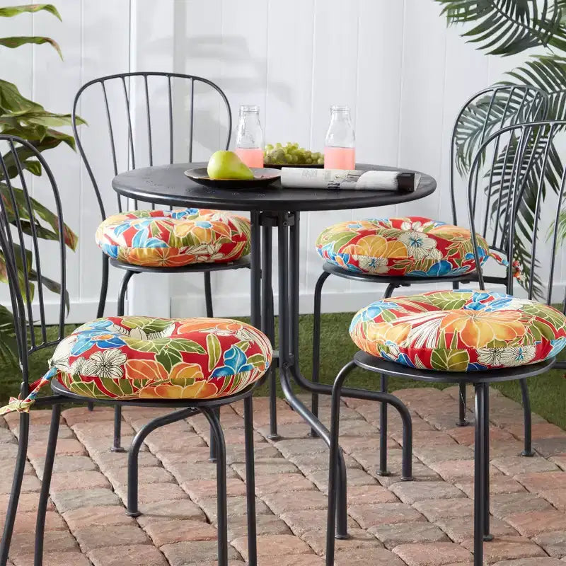 Coussin rond de 38 cm pour chaise de bistrot d'extérieur (lot de 4)