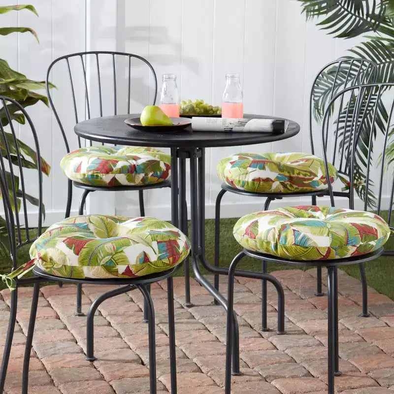Coussin rond de 38 cm pour chaise de bistrot d'extérieur (lot de 4)