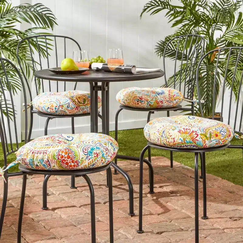 Coussin rond de 38 cm pour chaise de bistrot d'extérieur (lot de 4)