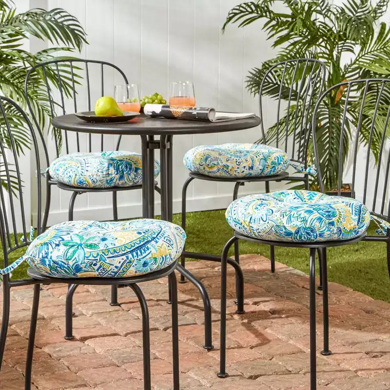 Coussin rond de 38 cm pour chaise de bistrot d'extérieur (lot de 4)