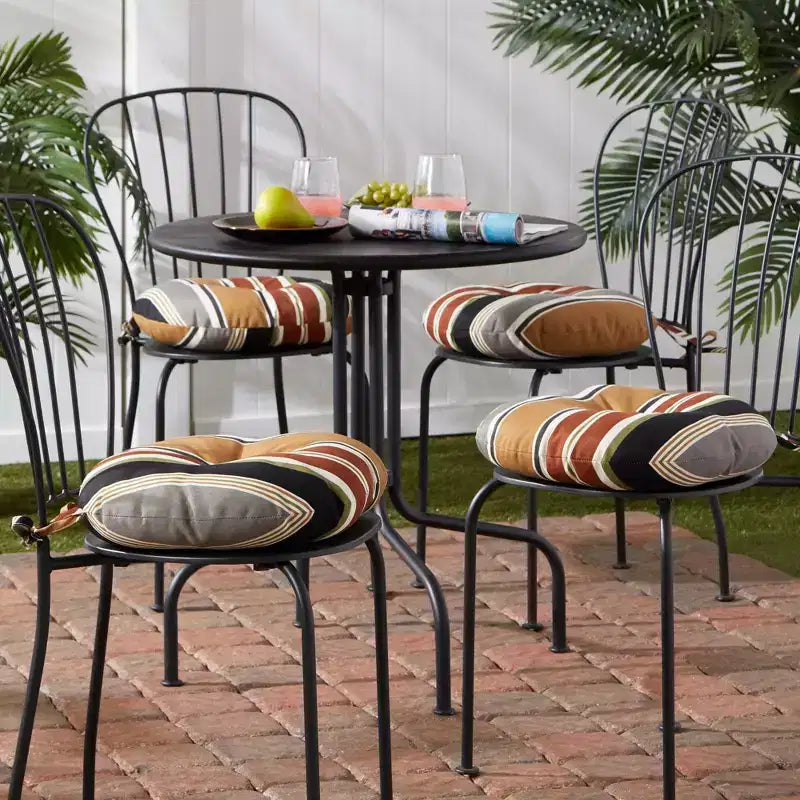 Coussin rond de 38 cm pour chaise de bistrot d'extérieur (lot de 4)
