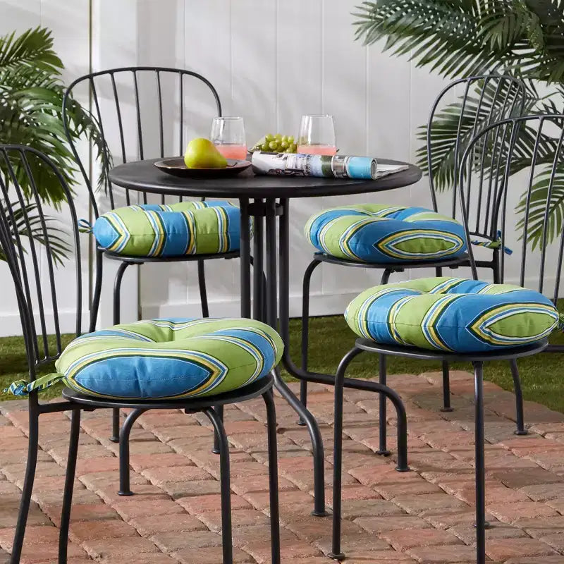 Coussin rond de 38 cm pour chaise de bistrot d'extérieur (lot de 4)