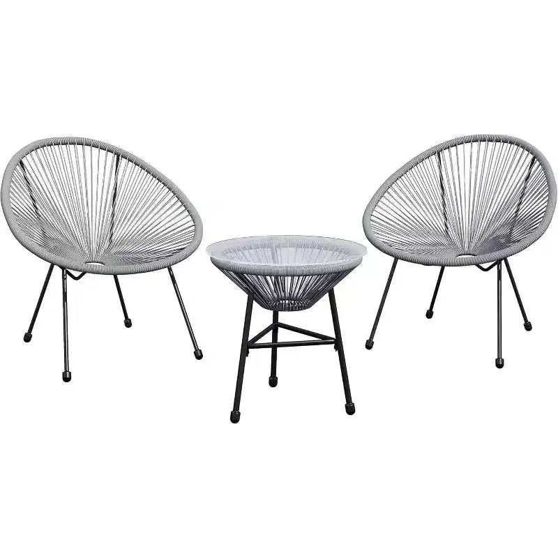 Heynemo Ensemble bistro de patio 3 pièces - Ensemble chaise et table Acapulco d'extérieur, ensemble de mobilier de patio tout temps pour jardin, balcon, bord de piscine