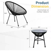 Heynemo Ensemble bistro de patio 3 pièces - Ensemble chaise et table Acapulco d'extérieur, ensemble de mobilier de patio tout temps pour jardin, balcon, bord de piscine