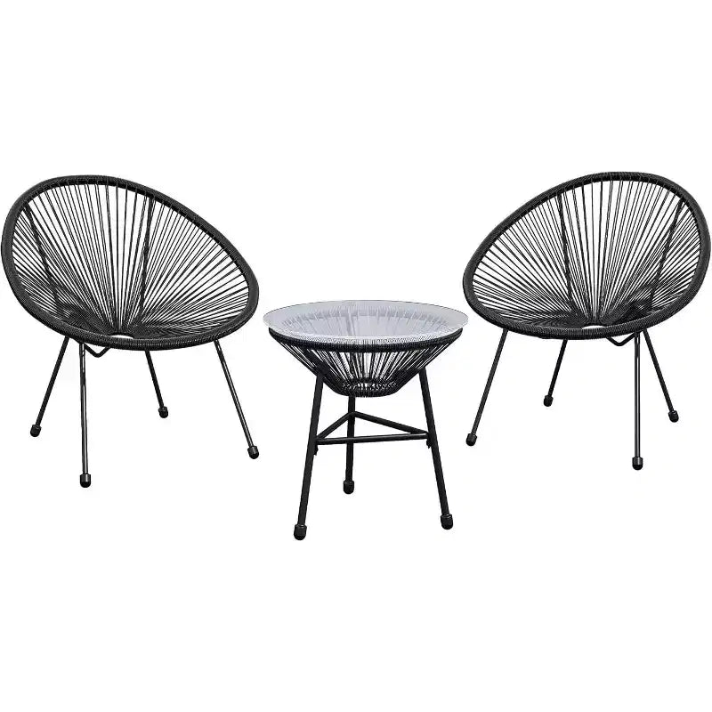 Heynemo Ensemble bistro de patio 3 pièces - Ensemble chaise et table Acapulco d'extérieur, ensemble de mobilier de patio tout temps pour jardin, balcon, bord de piscine