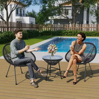 Heynemo Ensemble bistro de patio 3 pièces - Ensemble chaise et table Acapulco d'extérieur, ensemble de mobilier de patio tout temps pour jardin, balcon, bord de piscine