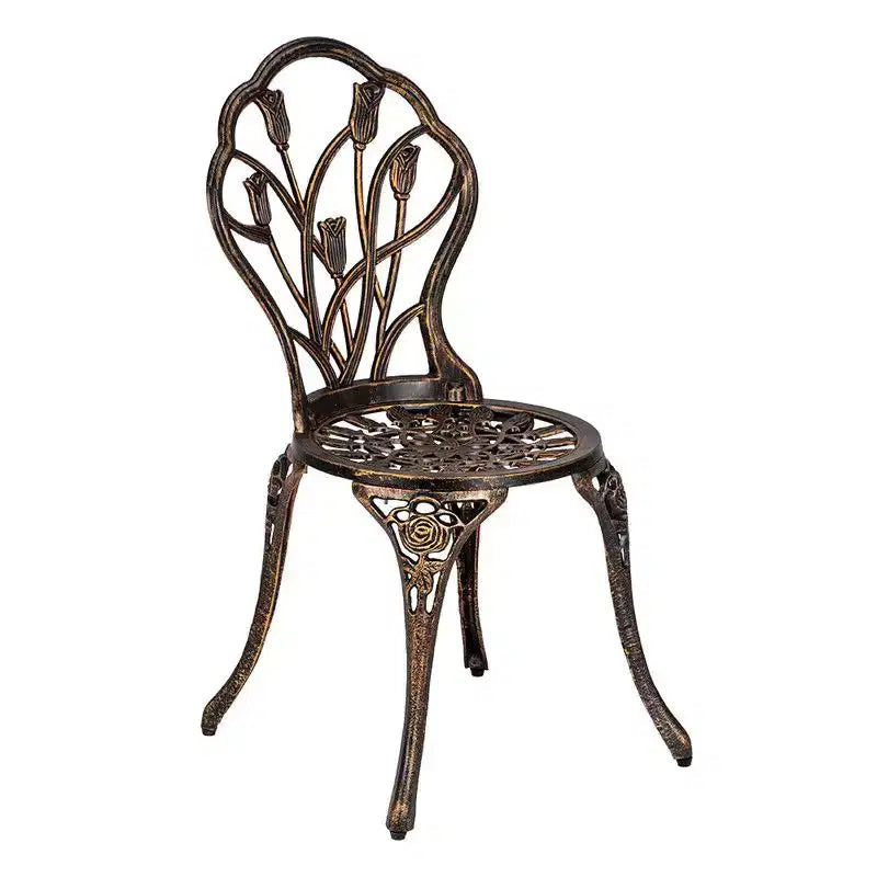 Ensemble de bistro trois pièces en aluminium moulé Tulipe pour l'extérieur
