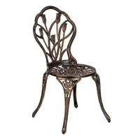 Ensemble de bistro trois pièces en aluminium moulé Tulipe pour l'extérieur