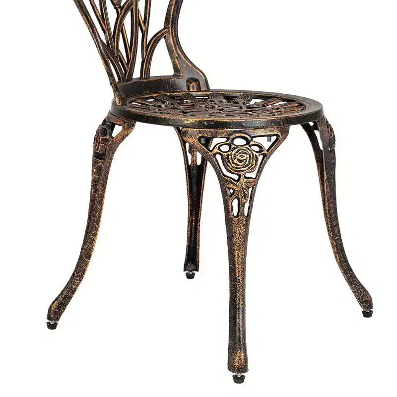Ensemble de bistro trois pièces en aluminium moulé Tulipe pour l'extérieur