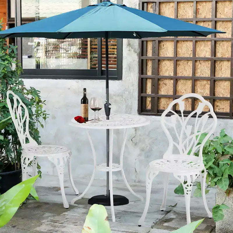 Ensemble de bistro trois pièces en aluminium moulé Tulipe pour l'extérieur