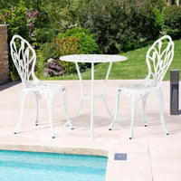 Ensemble de bistro trois pièces en aluminium moulé Tulipe pour l'extérieur