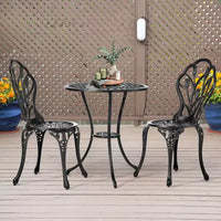 Outdoor 3-Piece Cast Aluminum Tulip Bistro Set