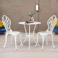 Ensemble de bistro trois pièces en aluminium moulé Tulipe pour l'extérieur
