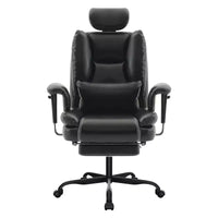 Chaise de bureau en cuir PU pour ordinateur avec soutien lombaire et dossier haut, chaise de bureau ergonomique à appui-tête relevable