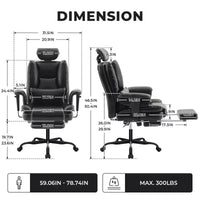 Chaise de bureau en cuir PU pour ordinateur avec soutien lombaire et dossier haut, chaise de bureau ergonomique à appui-tête relevable