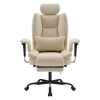 Chaise de bureau en cuir PU pour ordinateur avec soutien lombaire et dossier haut, chaise de bureau ergonomique à appui-tête relevable