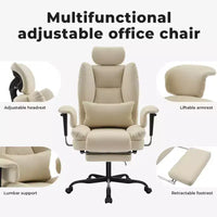 Chaise de bureau en cuir PU pour ordinateur avec soutien lombaire et dossier haut, chaise de bureau ergonomique à appui-tête relevable