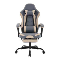 Chaise de jeu, chaise d'ordinateur ergonomique avec repose-pieds et support lombaire massant, chaise de jeu vidéo pivotante et réglable en hauteur