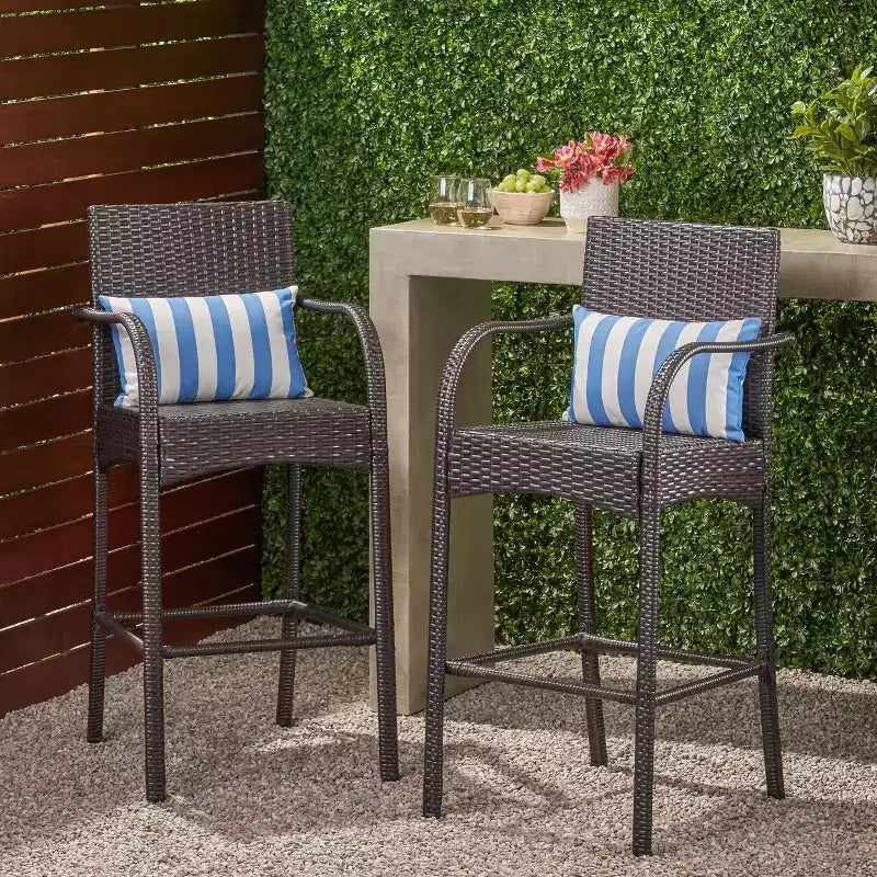 Christopher Knight Home Cascada Tabourets de bar d'extérieur en osier de 76 cm (lot de 2)