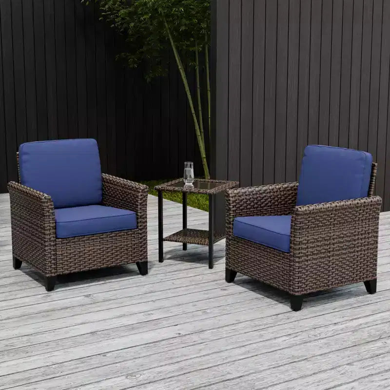 EAGLE PEAK Ocean Vista, ensemble de bistro 3 pièces en osier pour l'extérieur, ensemble de chaises de conversation et de salle à manger en osier panaché avec table d'appoint