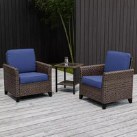 EAGLE PEAK Ocean Vista, ensemble de bistro 3 pièces en osier pour l'extérieur, ensemble de chaises de conversation et de salle à manger en osier panaché avec table d'appoint