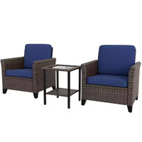 EAGLE PEAK Ocean Vista, ensemble de bistro 3 pièces en osier pour l'extérieur, ensemble de chaises de conversation et de salle à manger en osier panaché avec table d'appoint