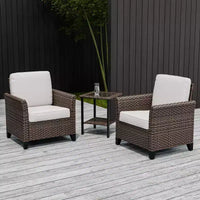 EAGLE PEAK Ocean Vista, ensemble de bistro 3 pièces en osier pour l'extérieur, ensemble de chaises de conversation et de salle à manger en osier panaché avec table d'appoint