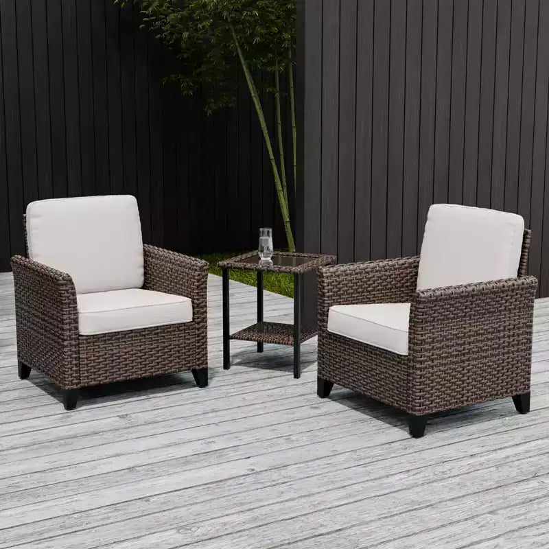EAGLE PEAK Ocean Vista, ensemble de bistro 3 pièces en osier pour l'extérieur, ensemble de chaises de conversation et de salle à manger en osier panaché avec table d'appoint