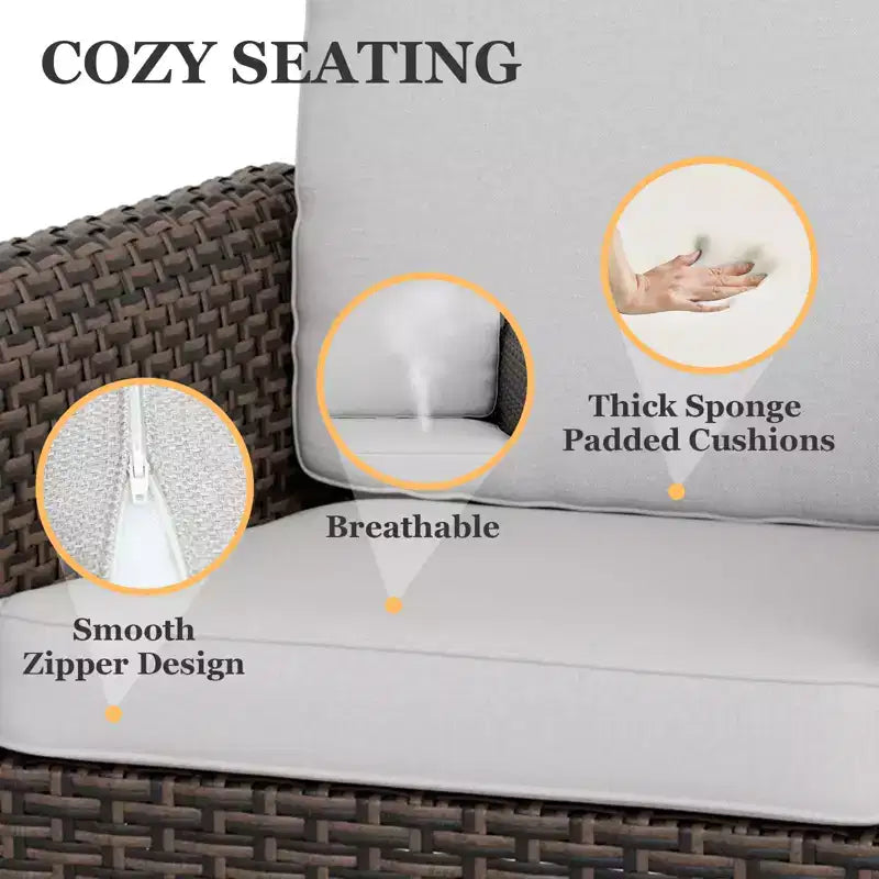 EAGLE PEAK Ocean Vista, ensemble de bistro 3 pièces en osier pour l'extérieur, ensemble de chaises de conversation et de salle à manger en osier panaché avec table d'appoint