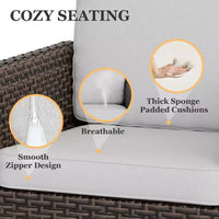 EAGLE PEAK Ocean Vista, ensemble de bistro 3 pièces en osier pour l'extérieur, ensemble de chaises de conversation et de salle à manger en osier panaché avec table d'appoint