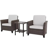 EAGLE PEAK Ocean Vista, ensemble de bistro 3 pièces en osier pour l'extérieur, ensemble de chaises de conversation et de salle à manger en osier panaché avec table d'appoint
