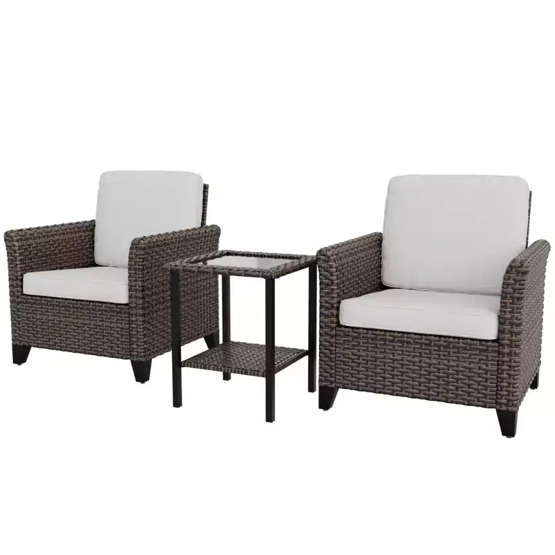 EAGLE PEAK Ocean Vista, ensemble de bistro 3 pièces en osier pour l'extérieur, ensemble de chaises de conversation et de salle à manger en osier panaché avec table d'appoint