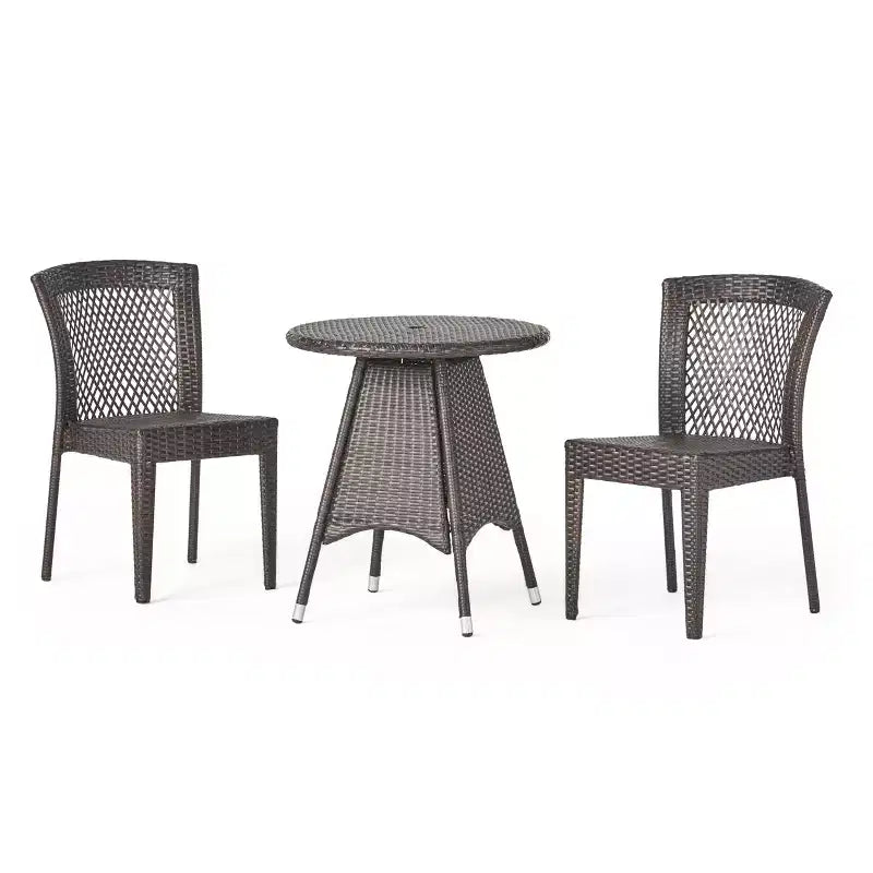 Christopher Knight Home Candice, ensemble de mobilier de salle à manger de balcon 3 pièces avec chaises empilables