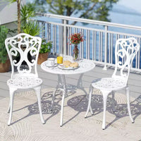 Costway Ensemble de Bistrot de Terrasse 3 Pièces avec Trous pour Parasol, Ensemble de Bistrot d'Extérieur pour Porche Avant Blanc/Vert