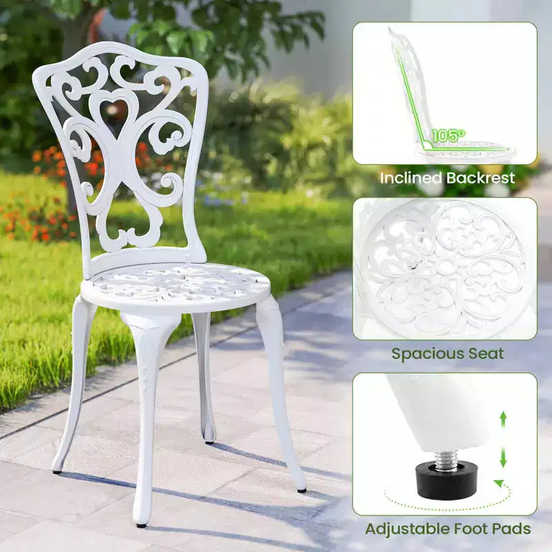 Costway Ensemble de Bistrot de Terrasse 3 Pièces avec Trous pour Parasol, Ensemble de Bistrot d'Extérieur pour Porche Avant Blanc/Vert