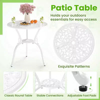 Costway Ensemble de Bistrot de Terrasse 3 Pièces avec Trous pour Parasol, Ensemble de Bistrot d'Extérieur pour Porche Avant Blanc/Vert