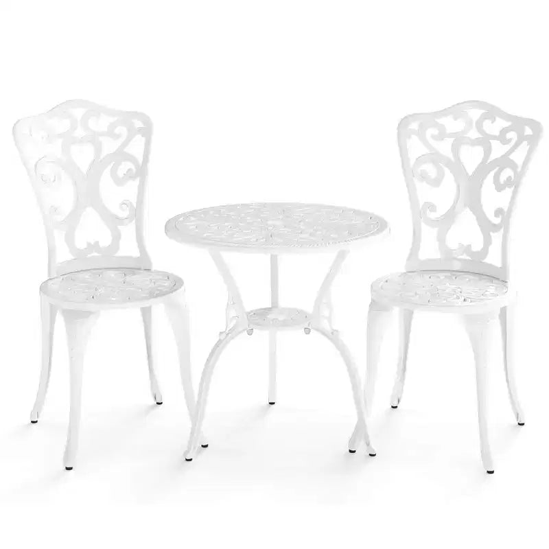 Costway Ensemble de Bistrot de Terrasse 3 Pièces avec Trous pour Parasol, Ensemble de Bistrot d'Extérieur pour Porche Avant Blanc/Vert