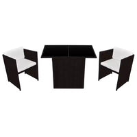 vidaXL Ensemble de salle à manger de jardin Marron, Blanc crème