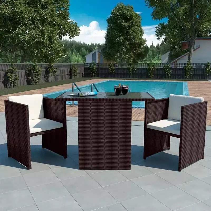 vidaXL Ensemble de salle à manger de jardin Marron, Blanc crème