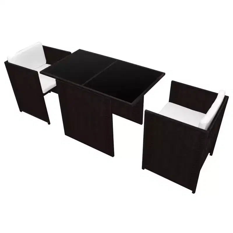 vidaXL Ensemble de salle à manger de jardin Marron, Blanc crème